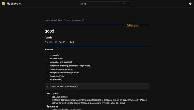 My Lexicons app